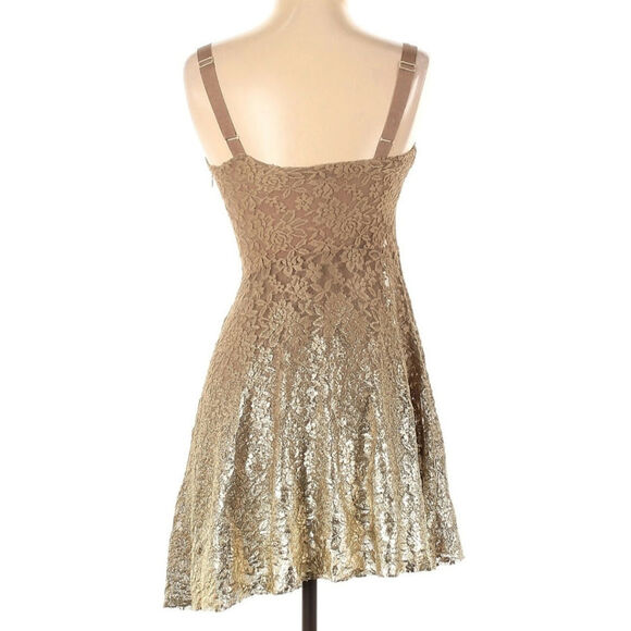 Free People Reflected Moonlight Gold Foil Fit Flare XS Dress - Picture 3 of 6